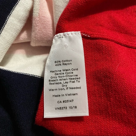 Talbots Blue Red Striped 3/4 Sleeve Cardigan - Picture 5 of 5